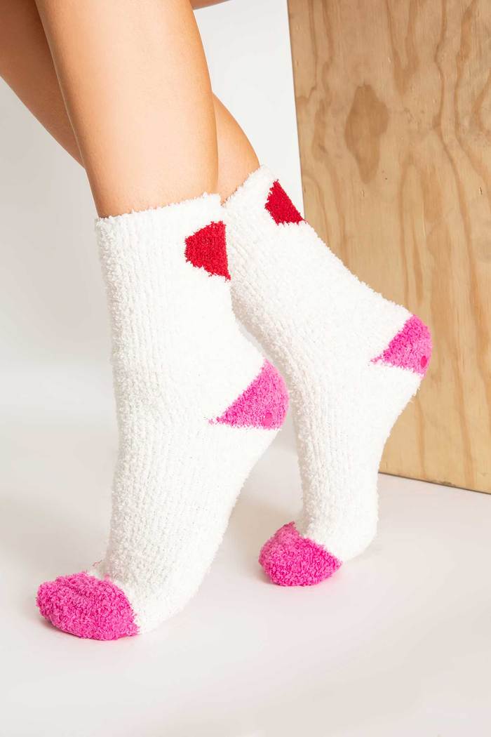 PJ Salvage Women's Plush Ivory Fun Socks