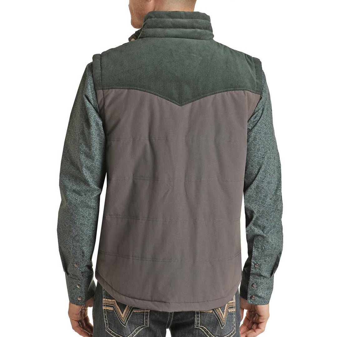 Rock & Roll Cowboy Men's Performance Nylon Corduroy Quilted Vest - Teal