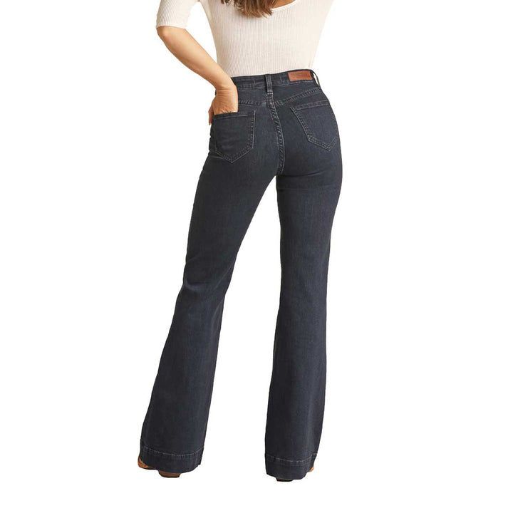 Rock & Roll Cowgirl Women's High Rise Trouser Jeans - Dark Wash
