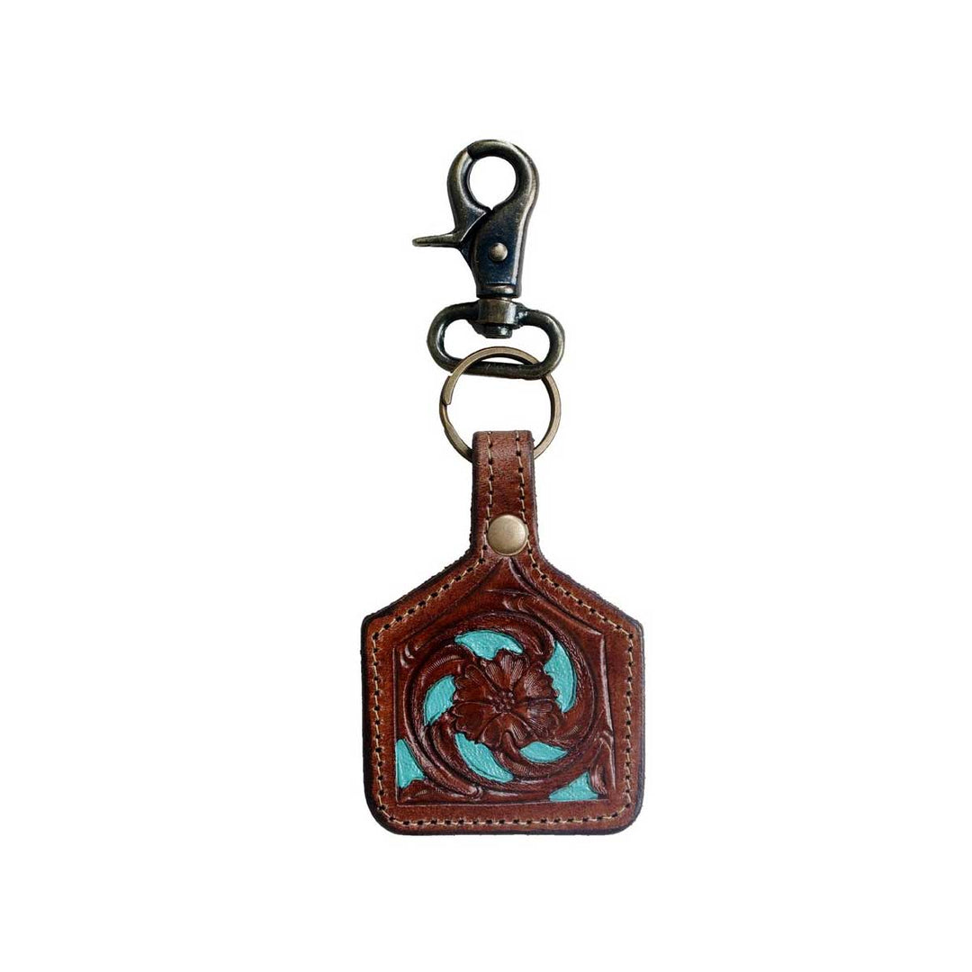 Myra Bag Turquoise Hues Leather Keychain