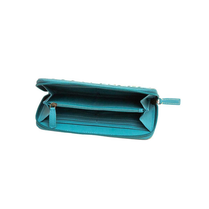 Myra Bag Enlazed Turquoise Hand Tooled Leather Wallet
