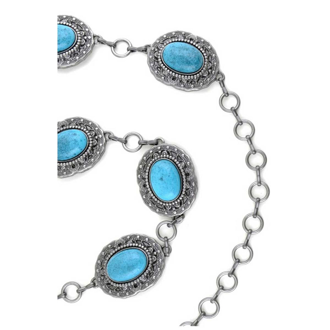 Anzell Women's Large Oval Turquoise Stone Chain Belt