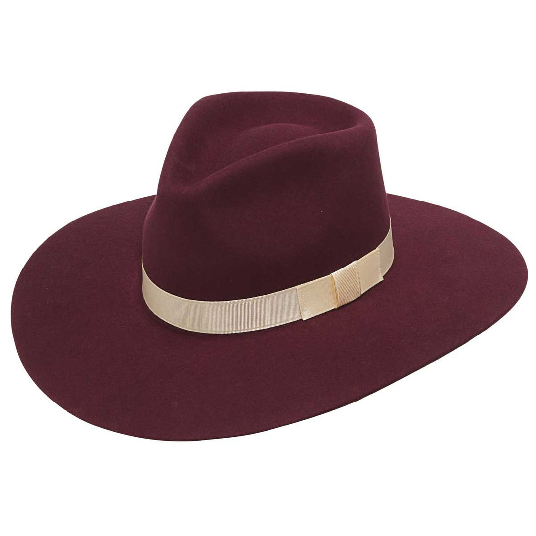 M & F Western Twister Women's Pinch Western Felt Hat - Burgundy