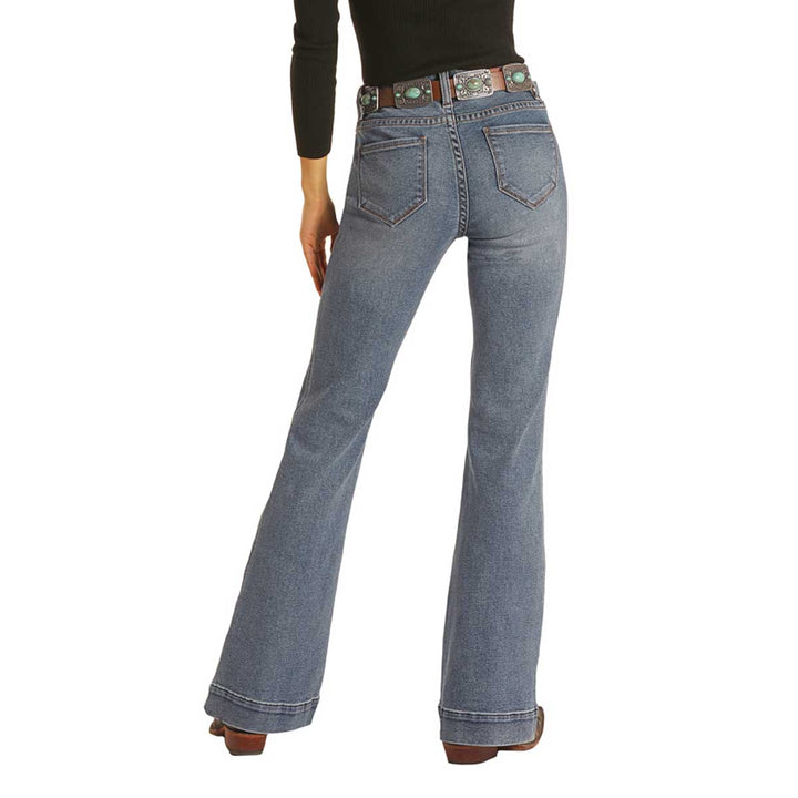 Rock & Roll Cowgirl Women's Mid Rise Jeans - Medium Wash