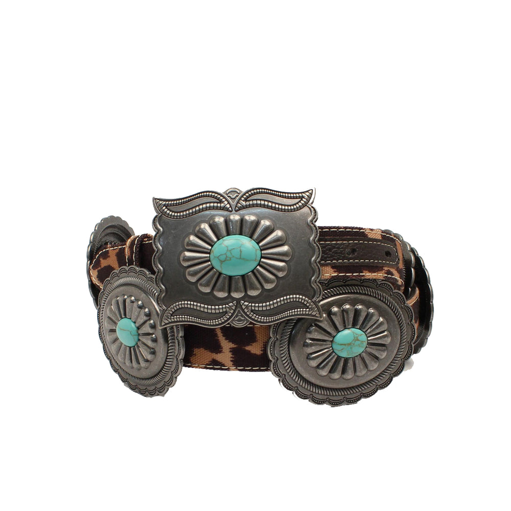 M&F Western Women's Leopard Oval Buckle Belt