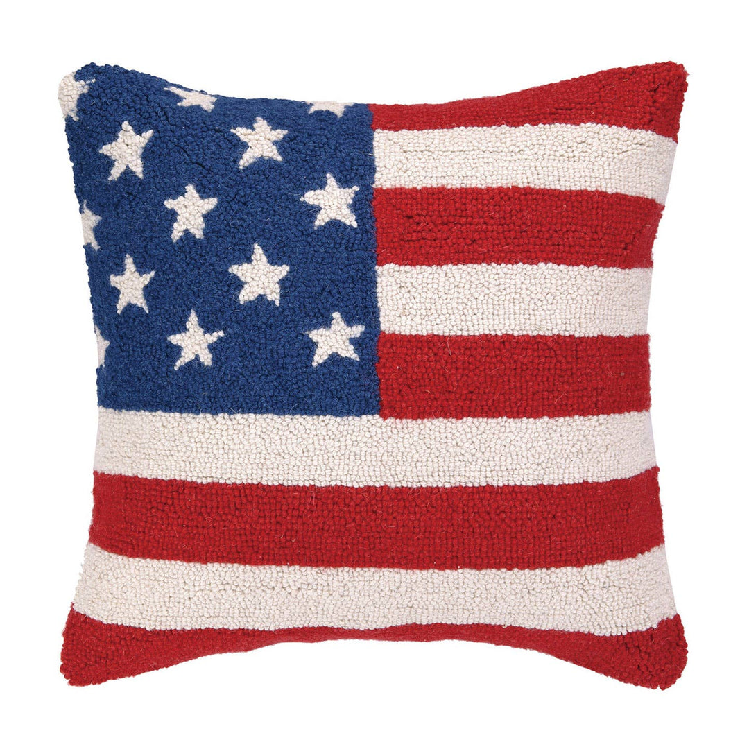 Peking Handicraft - USA American Flag Red White and Blue Hook Pillow