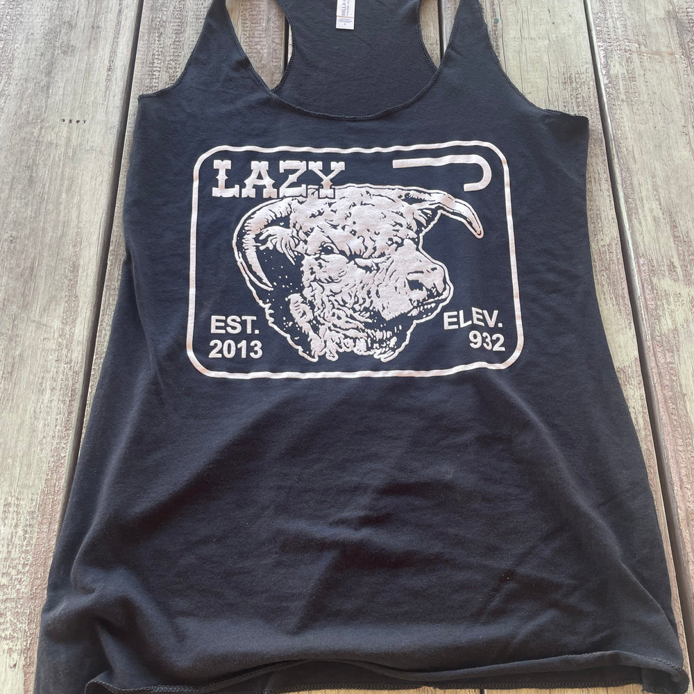 Lazy J Ranch Wear Women's Elevation Logo Racerback Tank Top - Black-Lazy J Ranch Wear