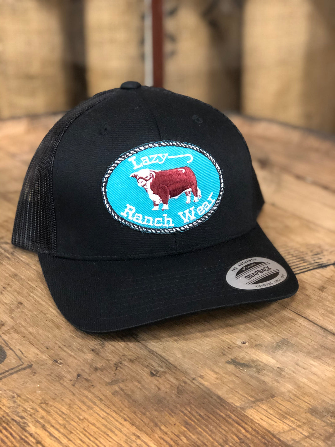 Lazy J Ranch Wear Black & Black 3.5" Original Patch Cap