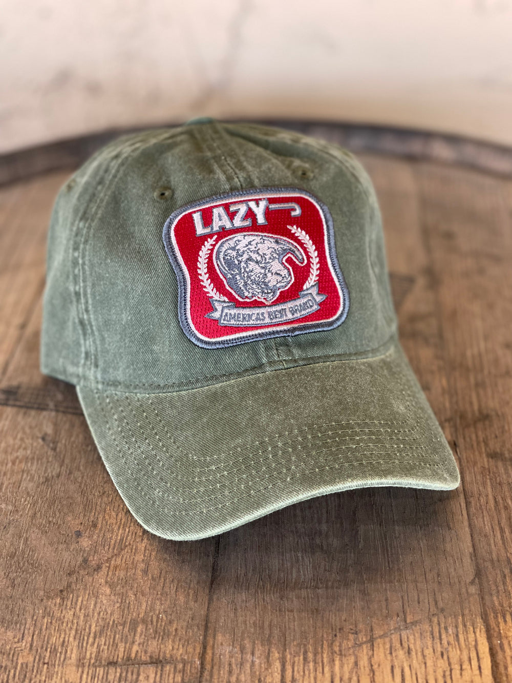 Lazy J Ranch Wear Olive & Olive Unstructured America's Best Patch Cap