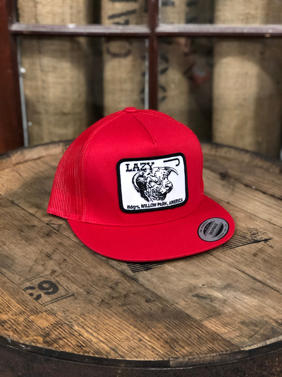 Lazy J Ranch Wear Red & Red 4" Cattle Headquarters Cap