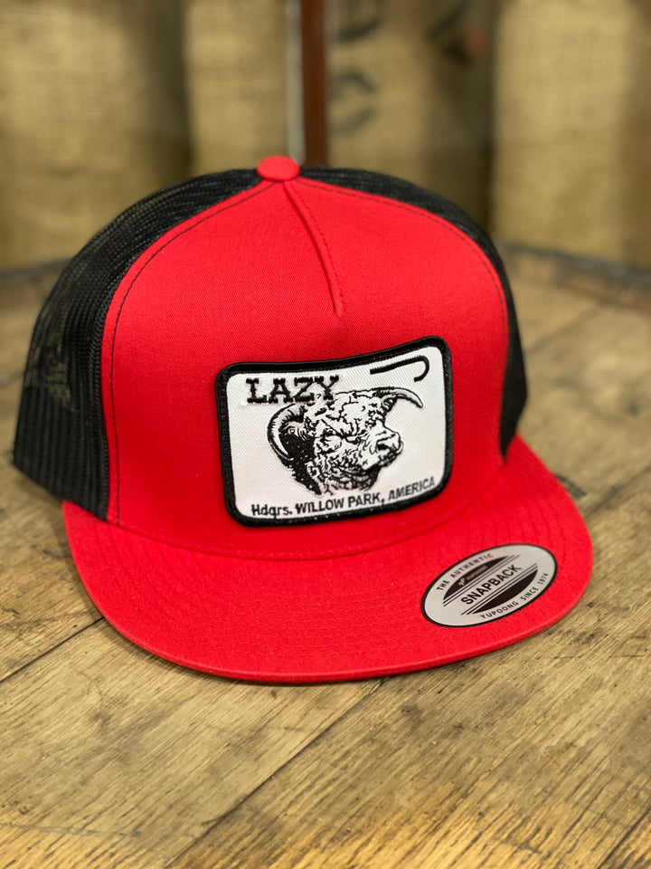 Lazy J Ranch Wear Red & Black 4" Cattle Headquarters Cap
