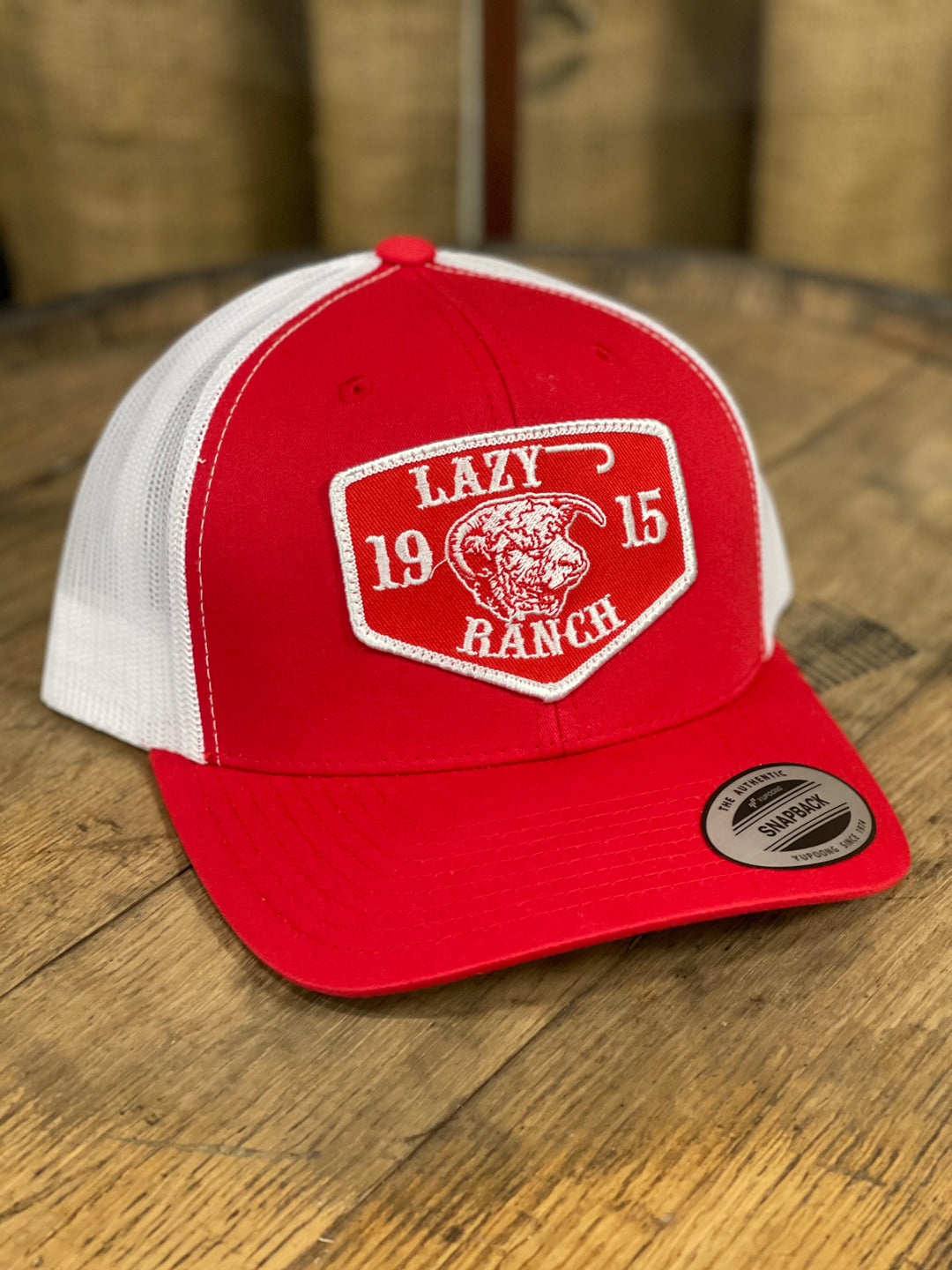 Lazy J Ranch Wear Red & White 3.5" Red Ranch Patch Cap