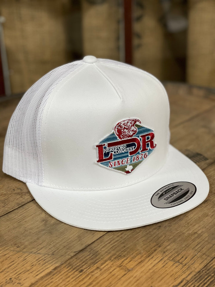 Lazy J Ranch Wear White & White 4" Conquest Patch Cap