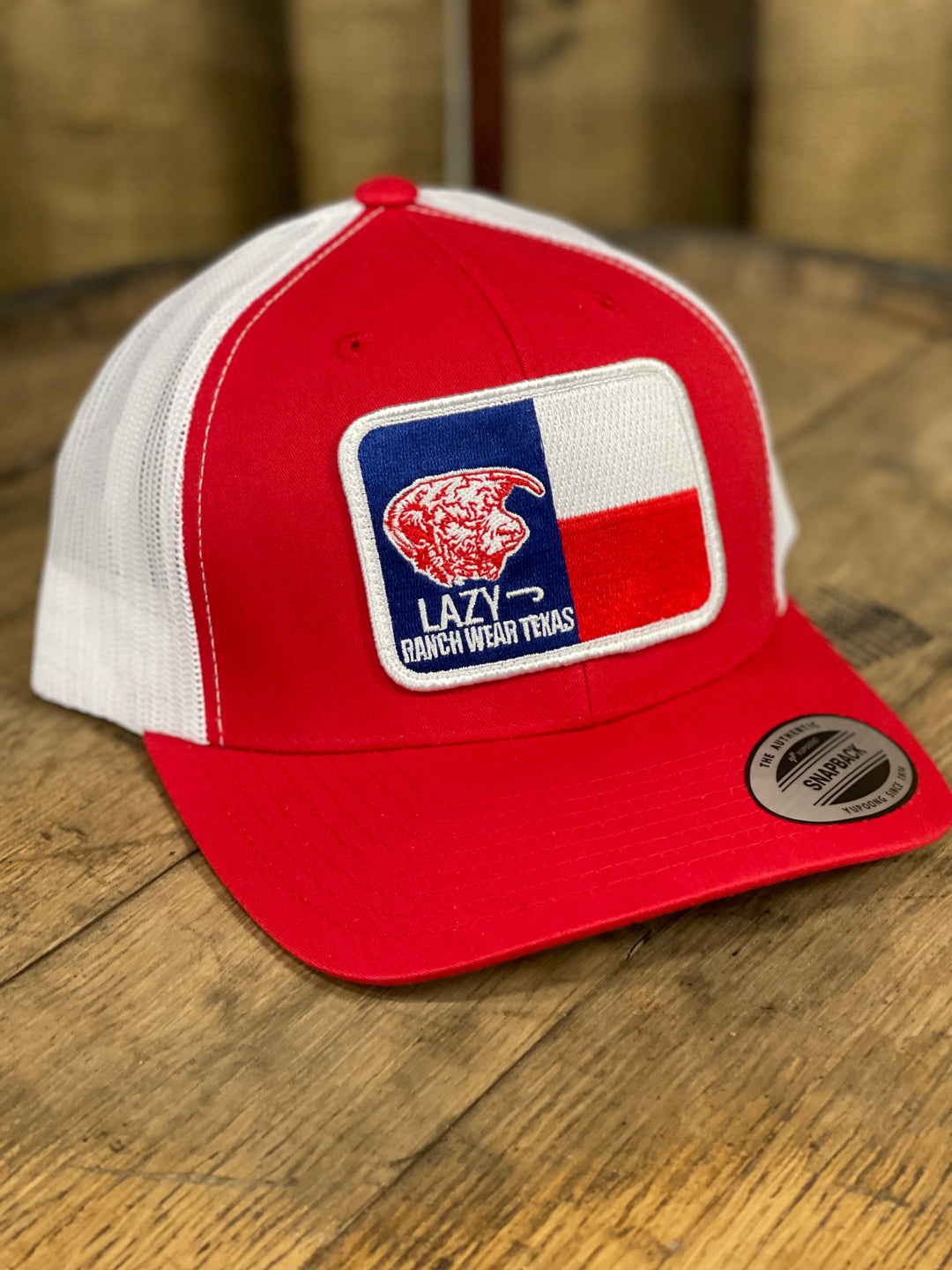 Lazy J Ranch Wear Red & White 3.5" Texas Flag Elevation Cap