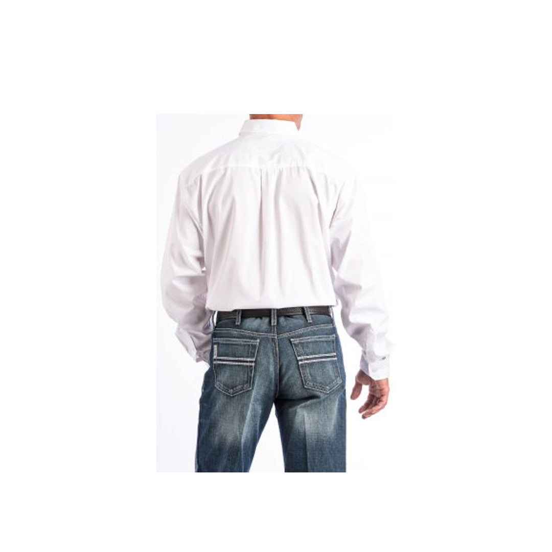Cinch Men's Button-Down Western Long Sleeve Shirt - Solid White - Lazy J Ranch Wear