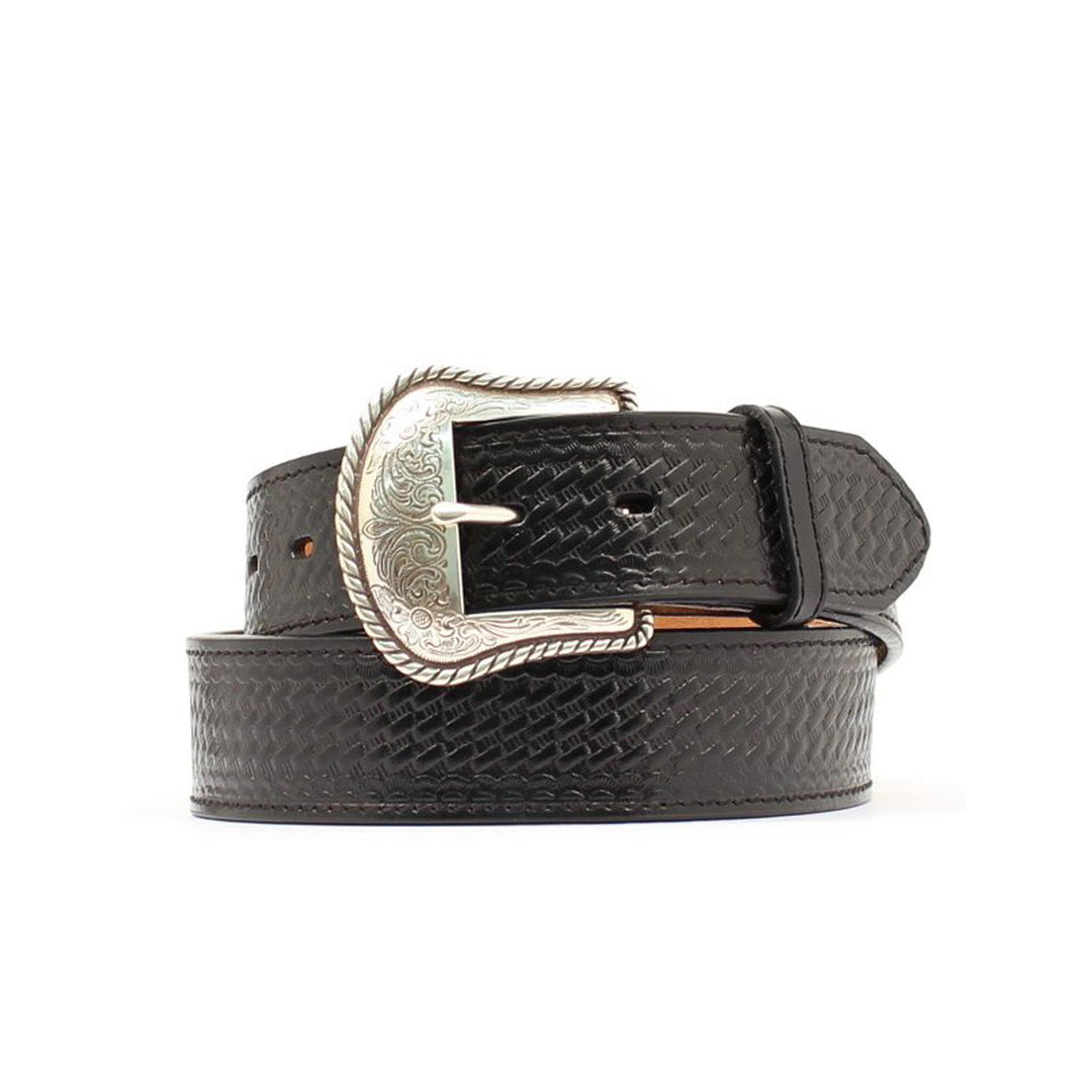 Nocona Men's Basketweave Embossed Leather Belt - Black