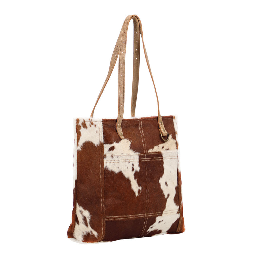 Myra Bag Women's Brown and White Cowhide Leather Purse