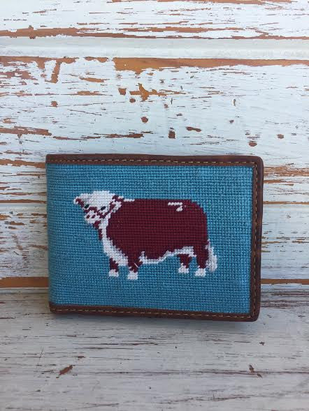 Lazy J Teal Hereford Pinpoint Wallet by Smathers & Branson